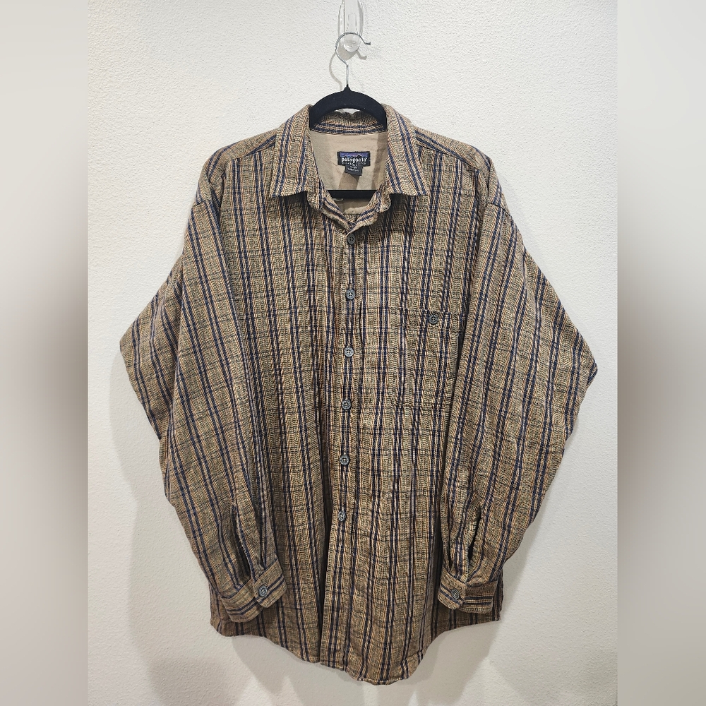 VINTAGE PATAGONIA LONG SLEEVE BUTTON UP SHIRT SIZE LARGE ORGANIC COTTON